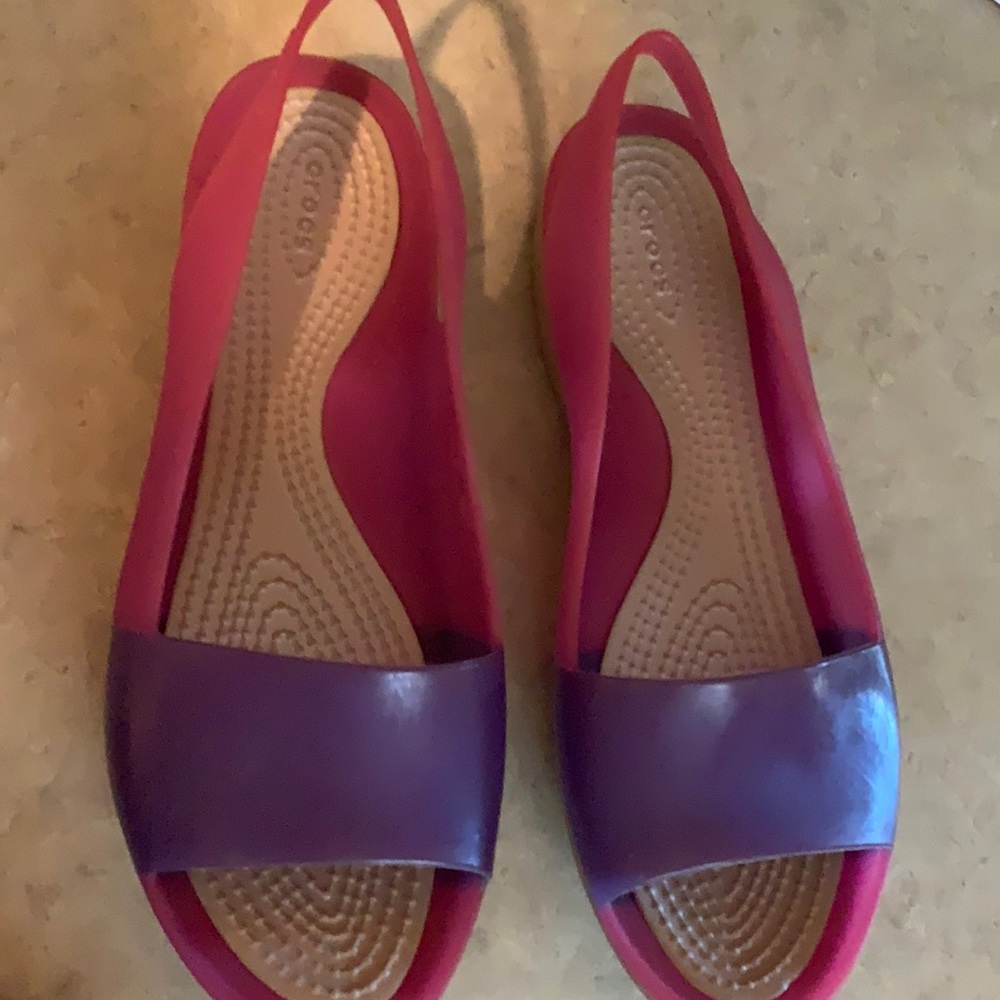 Crocs sandals pink and purple size 7
